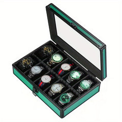 Watch Storage Box Display HD Glass Cover Soft Pillow Aluminum Alloy Jewelry Box