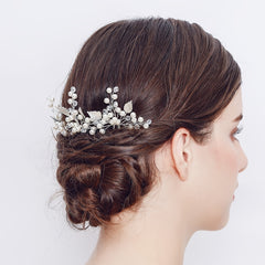 2pcs Silver Pearl Bridal Hair Pins Leaf Hair Accessories