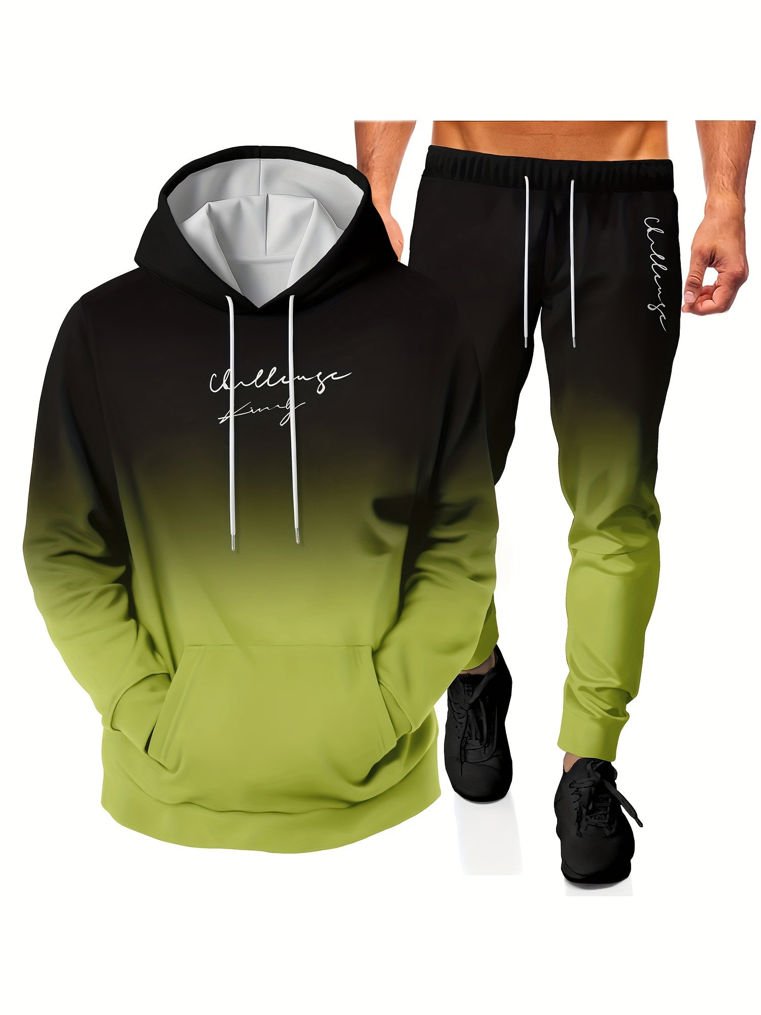 Men's 3D Print Hoodie & Joggers Set for Sports