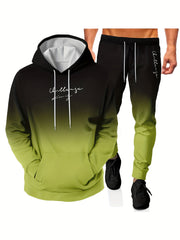 Men's 3D Print Hoodie & Joggers Set for Sports