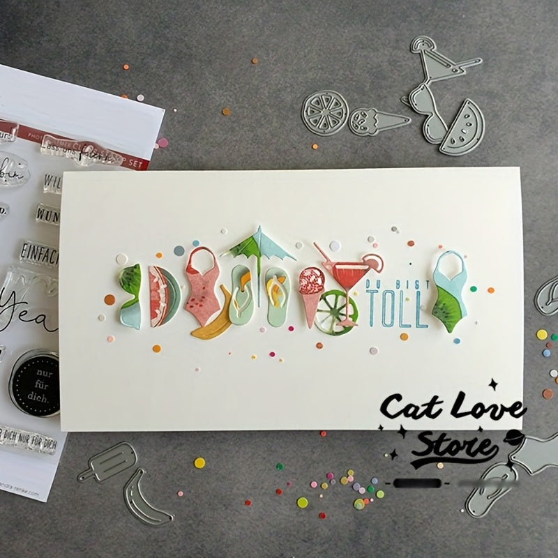 1pc Summer Item Series Metal Cutting Dies Stencils for DIY Scrapbooking
