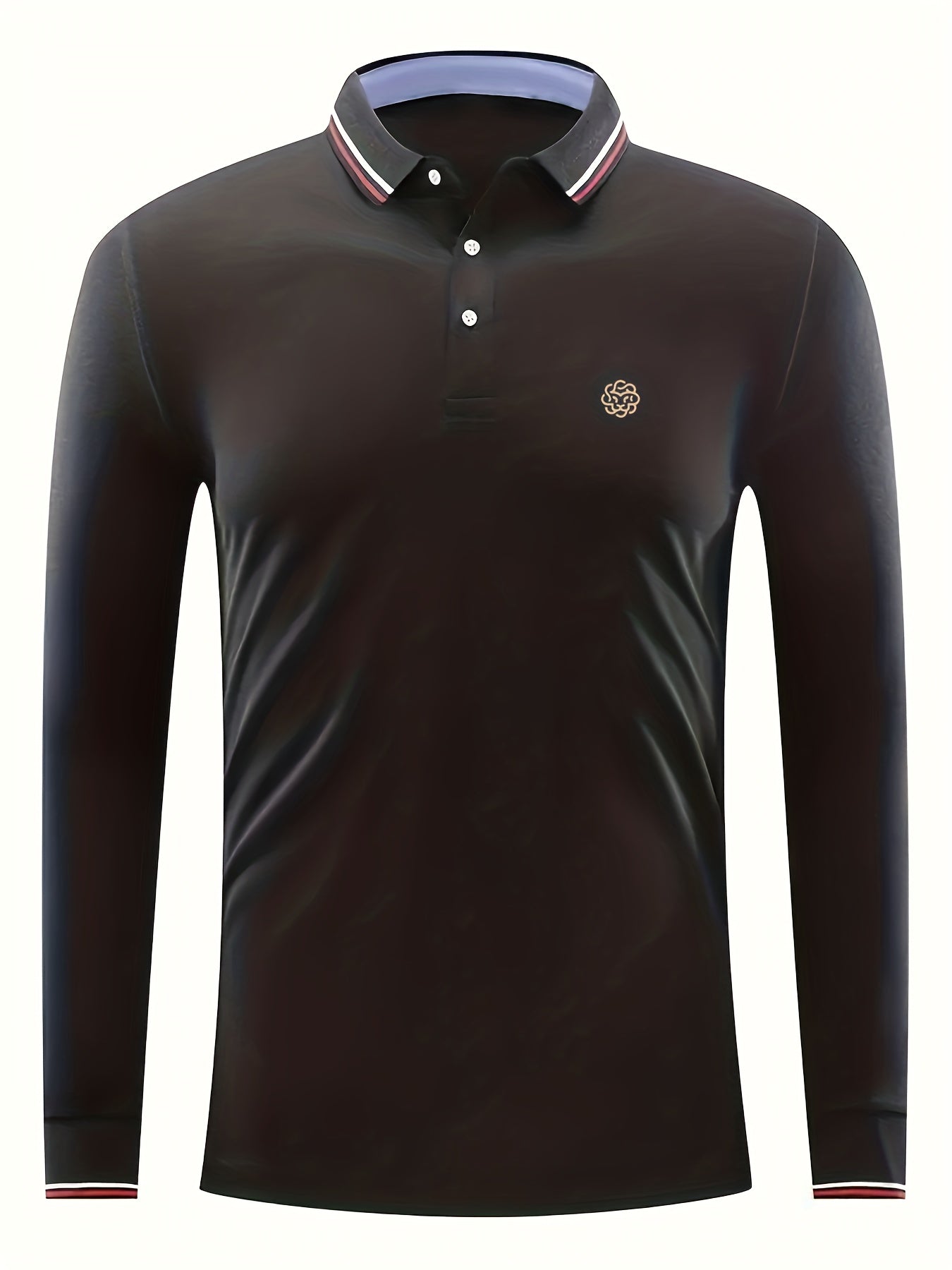 Art Style Lion Print Men's Casual Button Up Long Sleeve Polo Shirt