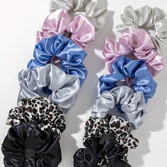 12pcs Satin Scrunchies Leopard Pattern Hair Rope