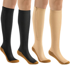 Men's Knee High Sport Socks Sweat Absorbing Nylon Blend Zipper Breathable Socks