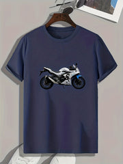 Motorcycle Pattern Print Men's Sports T-shirt Graphic Tee
