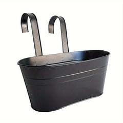 Metal Hanging Flower Pots Wall Mounted Garden Bucket with Hooks