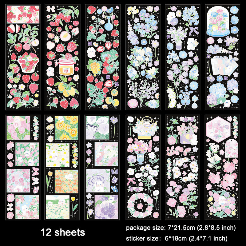 12 Sheets 'Floral Nature' Waterproof Stickers for Crafts Scrapbooking