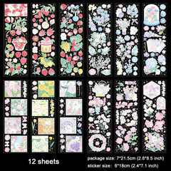 12 Sheets 'Floral Nature' Waterproof Stickers for Crafts Scrapbooking