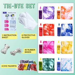Tie Dye Kit 8 Permanent Set for DIY Crafts and Party