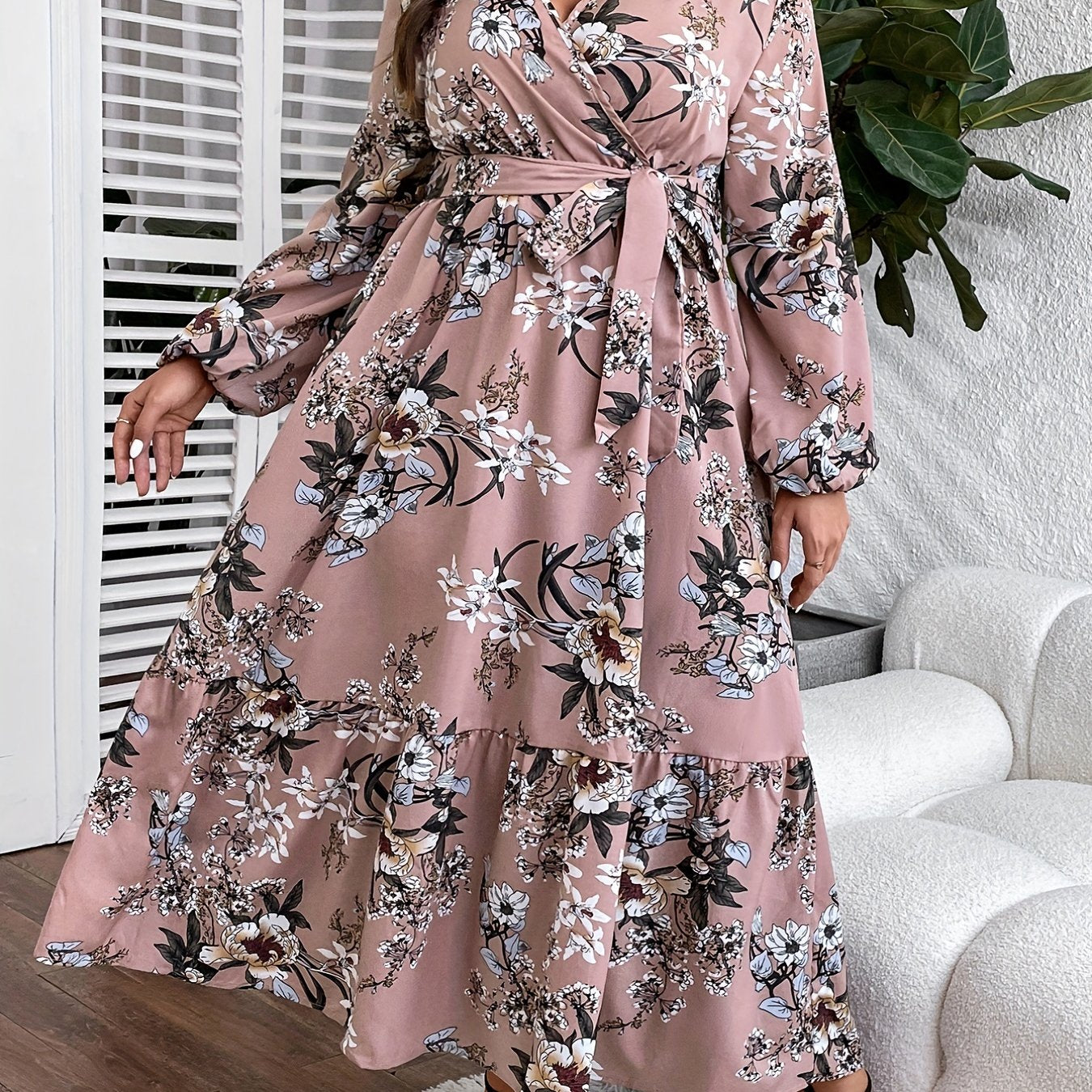 Floral Print Maxi Dress With Pockets