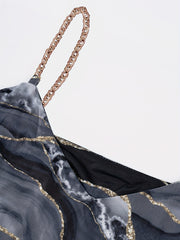 Marble Chain Strap Top V-neck Spaghetti Strap Summer Women's Clothing