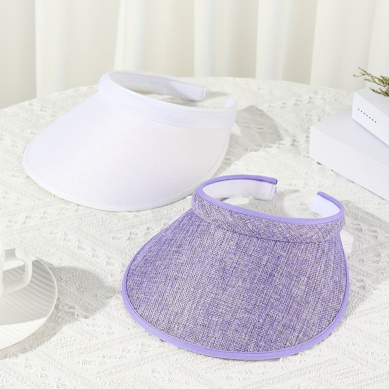 2pcs Sun Visor Hat UV Protection Wide Brim Hat for Women