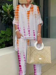 Women's Plus Tie Dye Tunic Top & Pants Set