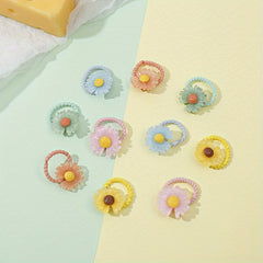 10pcs Girls Flower Hair Bands Elastic Hair Ties Headwear Accessories