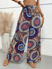 Tropical Print Wide Leg Pants