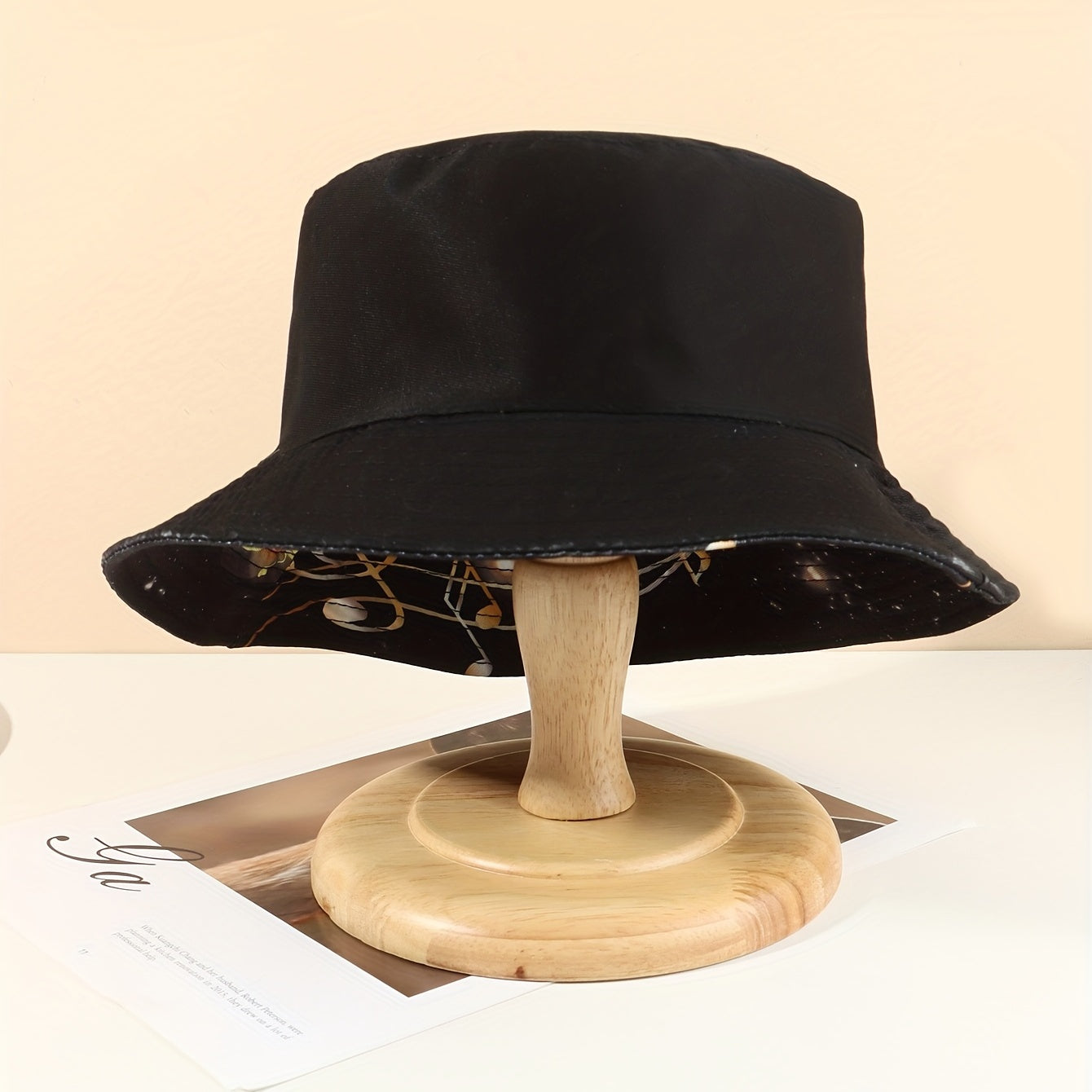 Starry Sky Musical Note Print Bucket Hat Lightweight Sunscreen Fisherman Cap