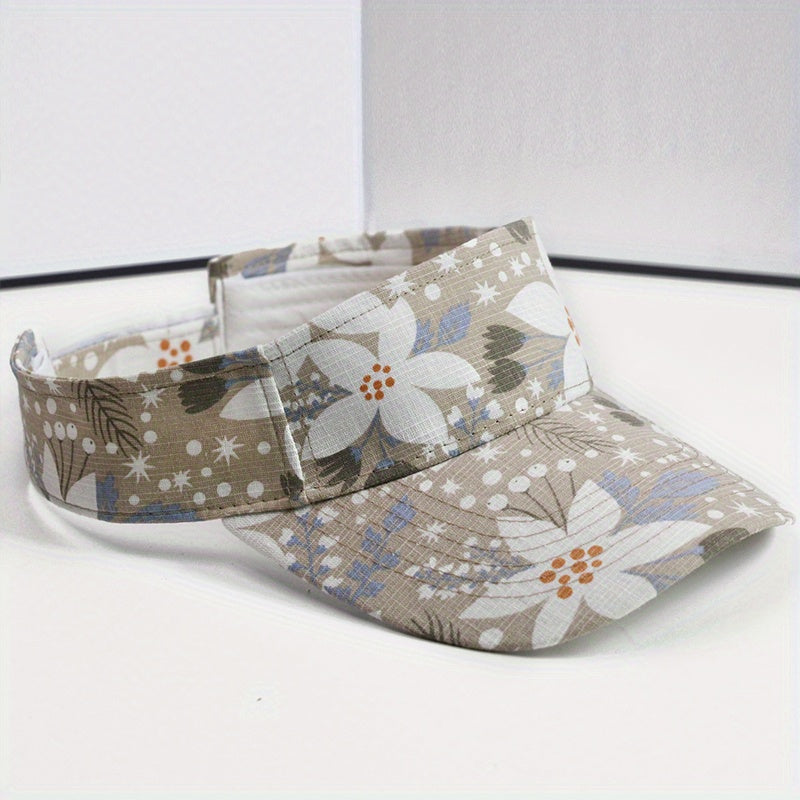 Flower Leaf Print Visor Hats Lightweight Sun Hat