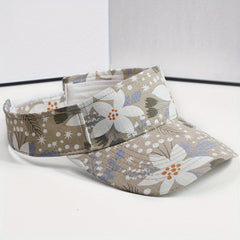 Flower Leaf Print Visor Hats Lightweight Sun Hat