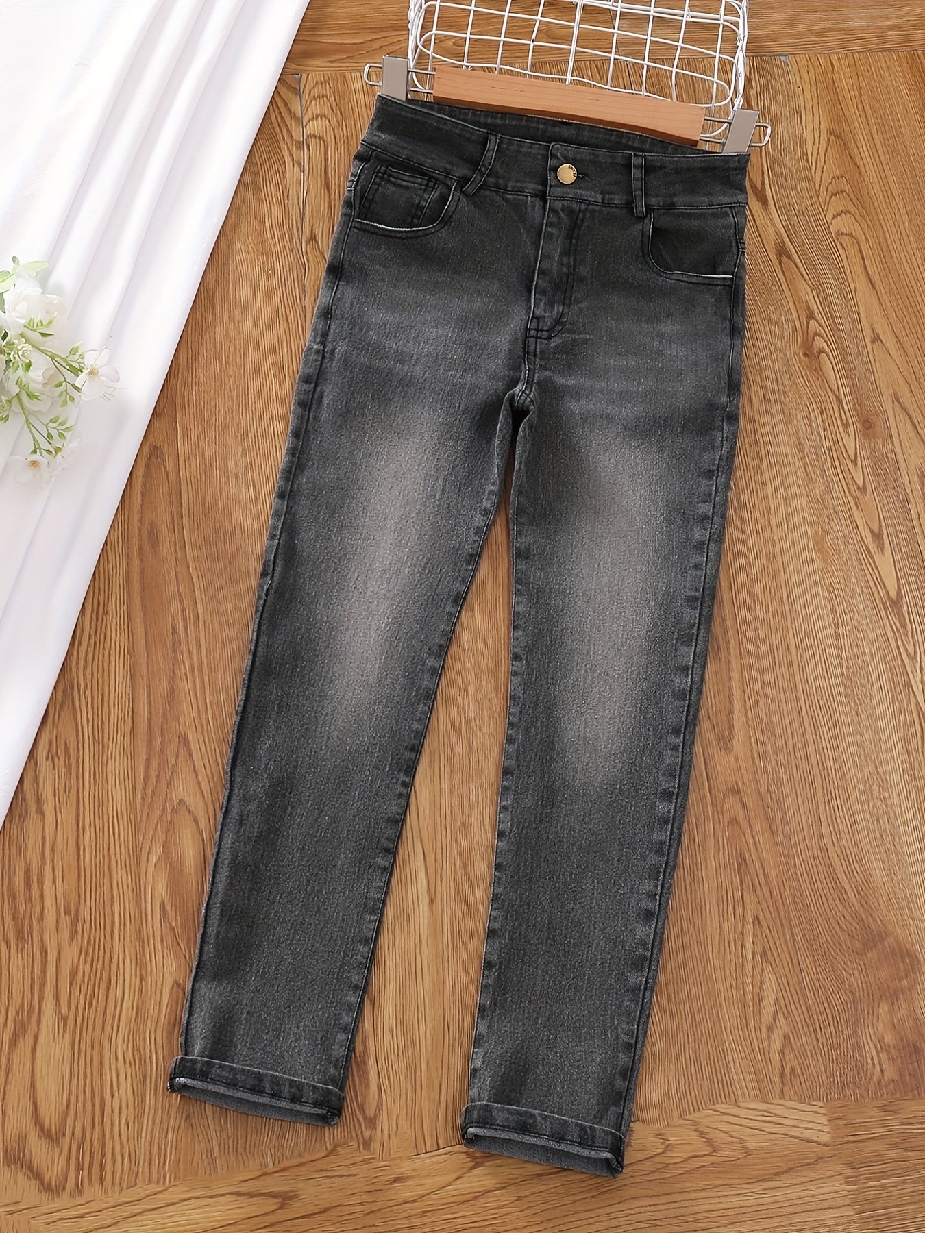Girls Slim Fit Denim Pants - Classic Straight Leg Jeans for Kids