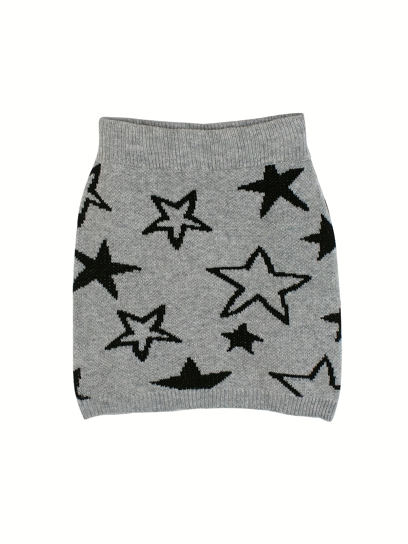 Star Pattern Knit Short Skirt Elastic Waist Spring/Fall Women's Clothing