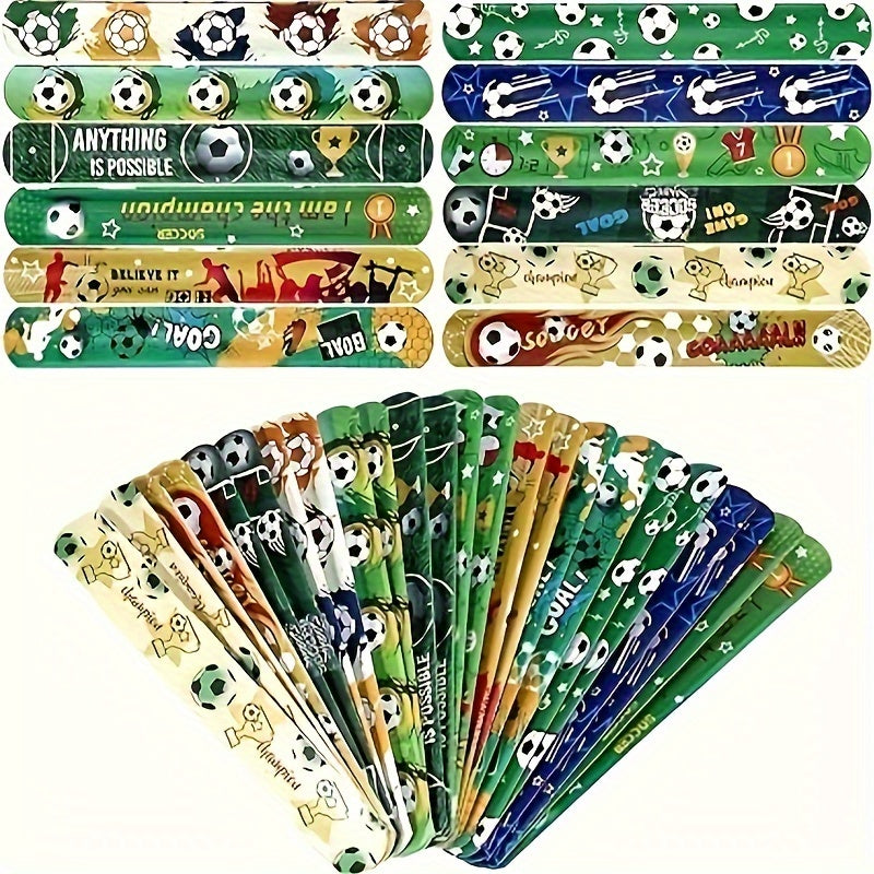 Soccer Slap Bracelets 12pcs Football Designs Wristbands Party Favors