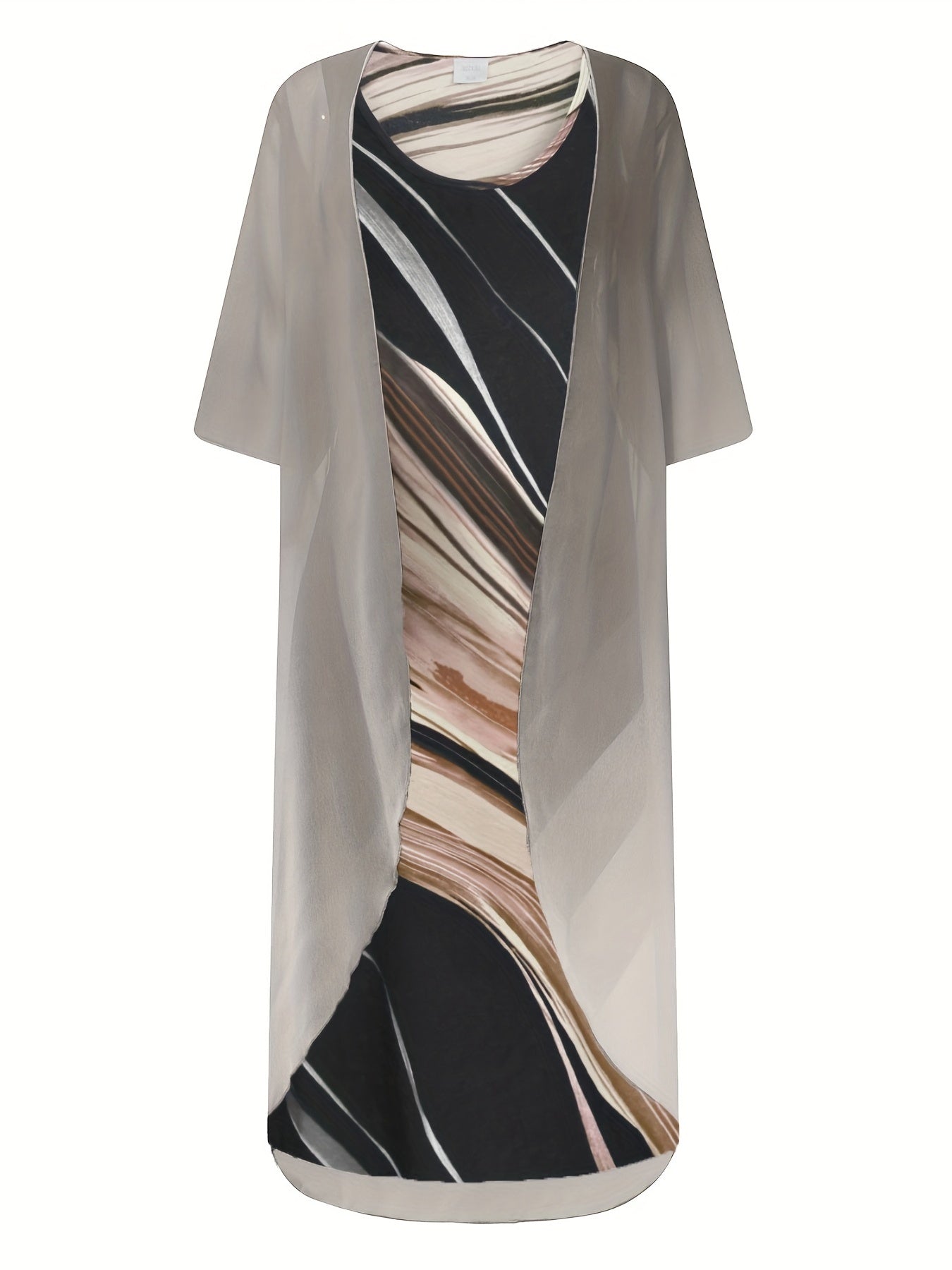 Women's Plus Marble Print Tank Dress & Sleeve Cover Up Set
