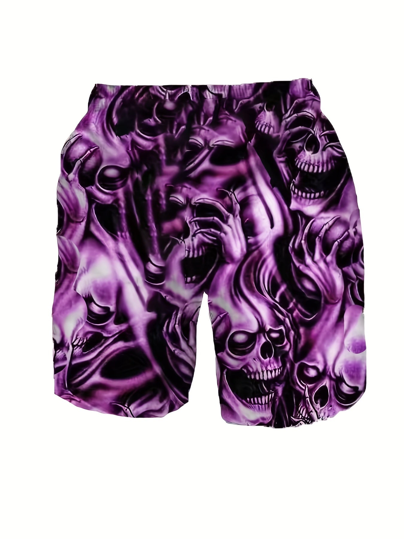 Men's Skull Graphic Shorts with 3D Print & Elastic Waist