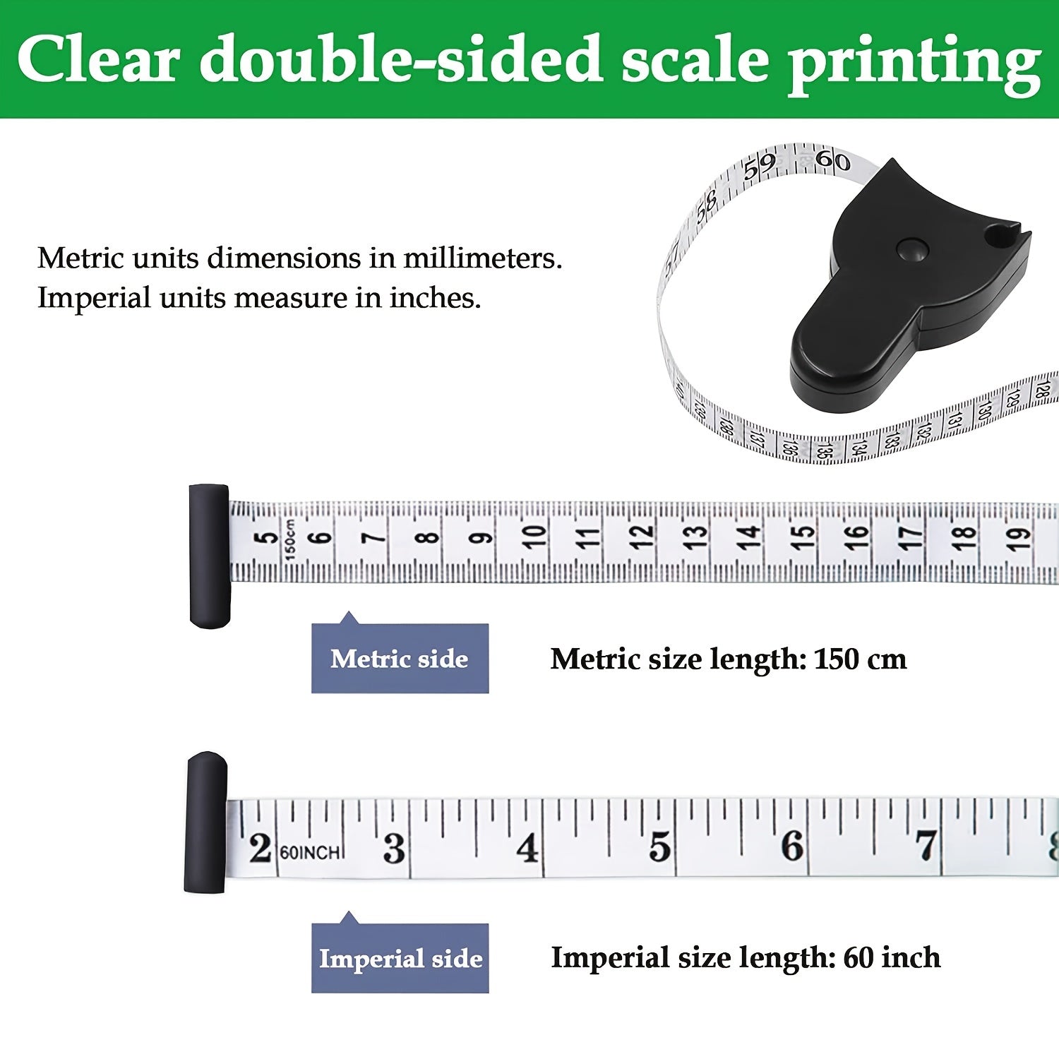 Auto Retractable Body Measuring Tape 60in for Weight Loss Fitness Tailoring