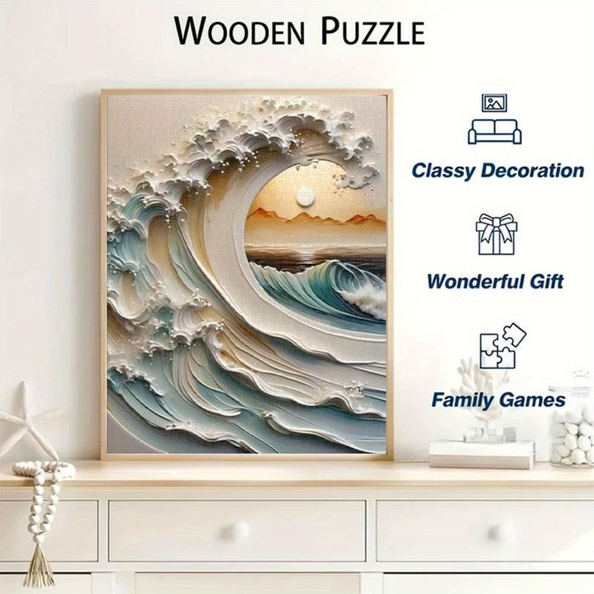 3D Wave Puzzle - Sunset Mountains & Seas - Adult Size