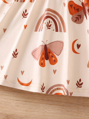 Toddler Girls Ruffle Trim Rainbow Butterfly Graphic Princess Dress