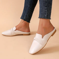Women's Square Toe Flat Mules Slip On Loafers