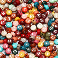 100pcs Mixed Letter Acrylic Beads Round Flat Alphabet Spacer Beads DIY Jewelry