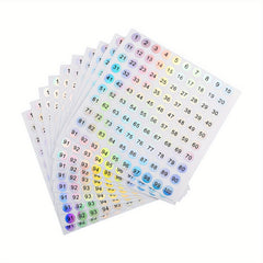 Reflective Laser Small Round Consecutive Numbers Stickers 1-100
