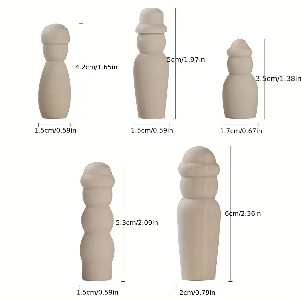 5pcs Wooden Doll Family Set for DIY Projects