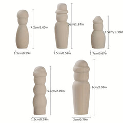 5pcs Wooden Doll Family Set for DIY Projects