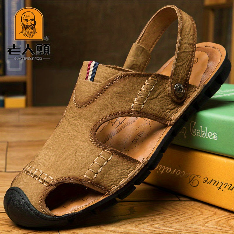 LAORENTOU Men's Wear resistant Non Slip Sandals Closed Toe Comfy Beach Shoes
