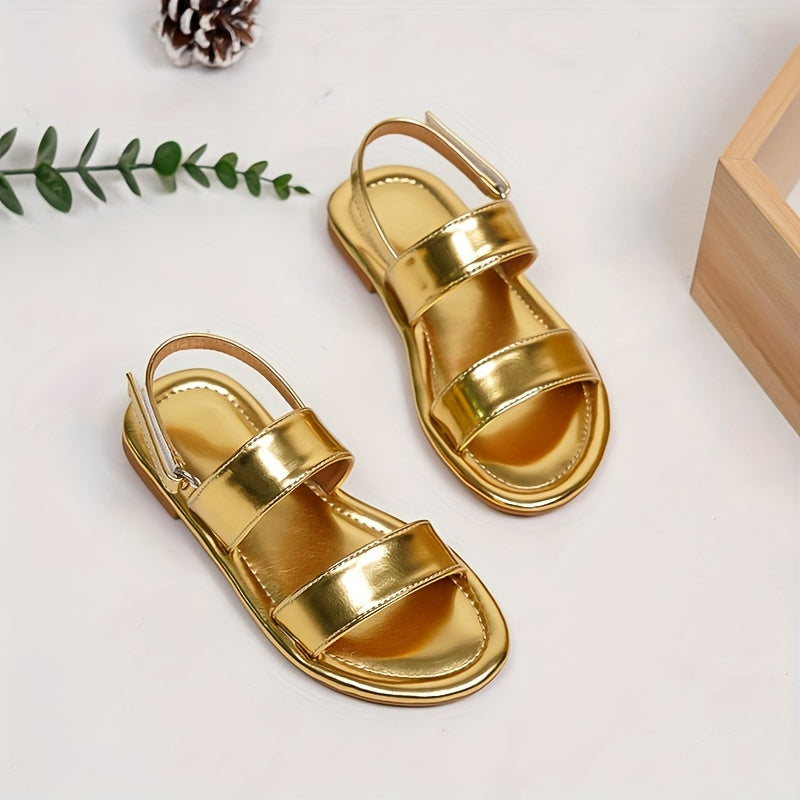 Girls Solid Open Toe Sandals Lightweight Breathable Vacation Beach Shoes