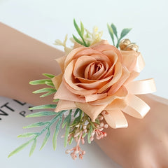 Wedding Bridesmaids Wrist Corsage with Artificial Blooms