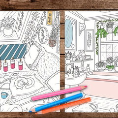 Home Themed Adult Coloring Book 24 Pages Perfect Gift Holidays Birthdays