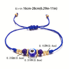 Y2K Style Beaded String Bracelet Devil's Eye Pattern Beads Adjustable Braided
