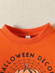 Baby Boys Halloween Party Cartoon Print Sweatshirt Cotton Pullover
