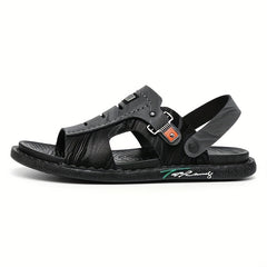 Men's Casual Letter Print Open Toe Slip On Hollow Out Strap Sandals