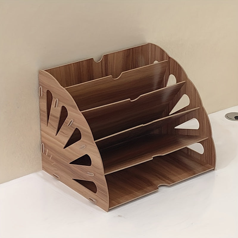 Wooden File Rack Desktop Storage Box