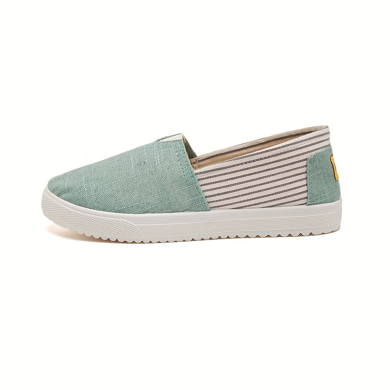 Women's Colorblock Canvas Shoes Slip On Flat Casual Walking Shoes