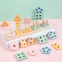Montessori Geometric Shape Stacking Blocks Educational Toy