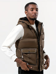 Men's Warm Hooded Winter Vest with Big Pockets
