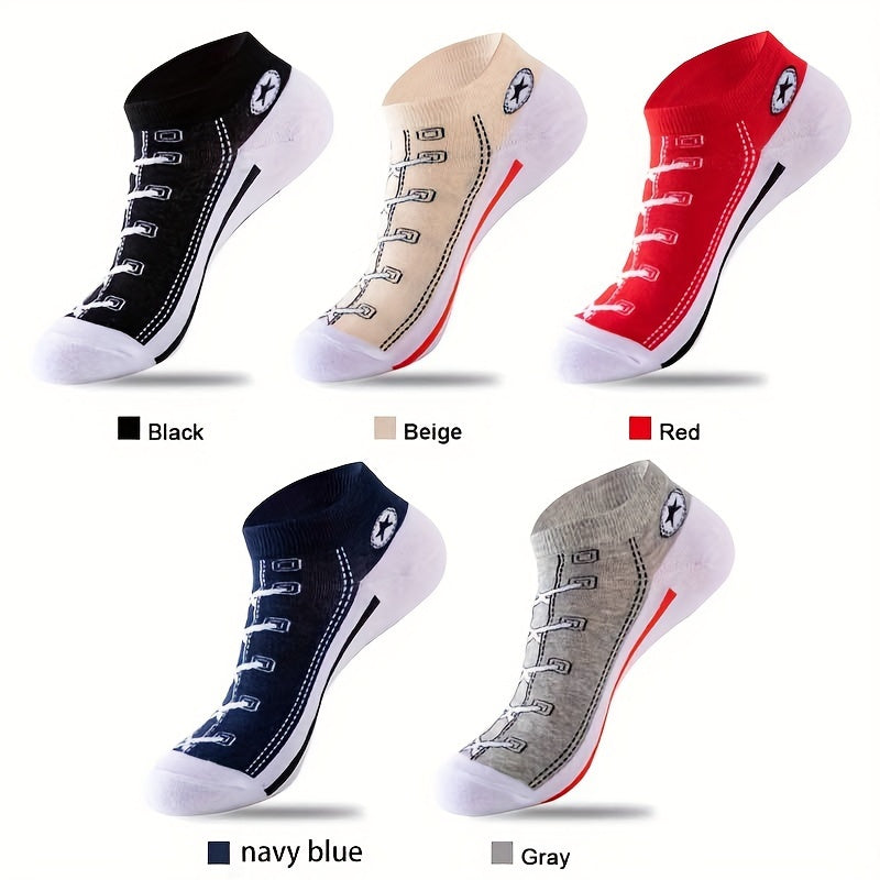 Men's Ankle Socks 5 Pairs Thin Sweat Absorbing Deodorant Sports Socks