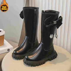 JIAGEYA Solid Knee High Boots for Girls