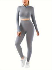 Yoga Workout Set Long Sleeve Top & Leggings Suit Women's Activewear