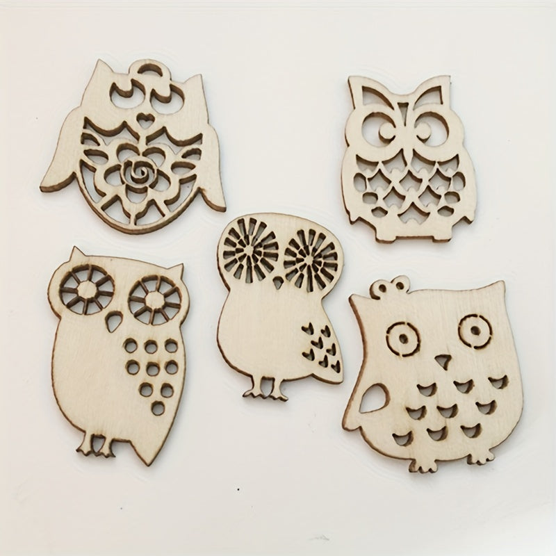 10pcs Wooden Owl Mix Shapes 1.5in DIY Perfect for Painting & Decoration